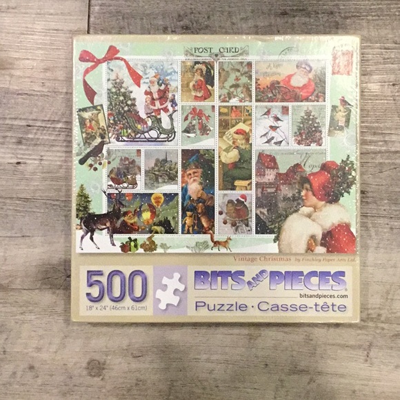 New, Bits and Pieces 18”x24” Puzzle, Vintage Christmas Post Card NIB unopened - Picture 1 of 3